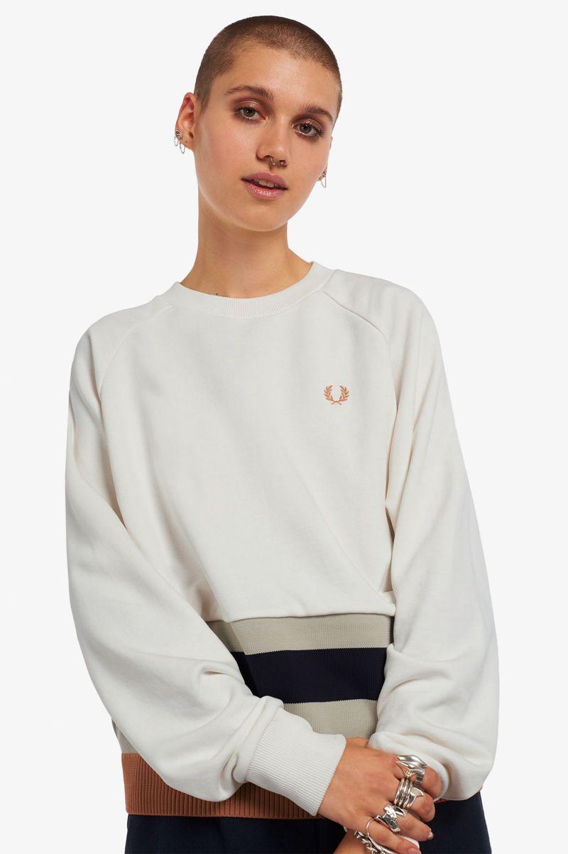 White Fred Perry Knitted Trim Women's Sweatshirts | PH 2005MQZA